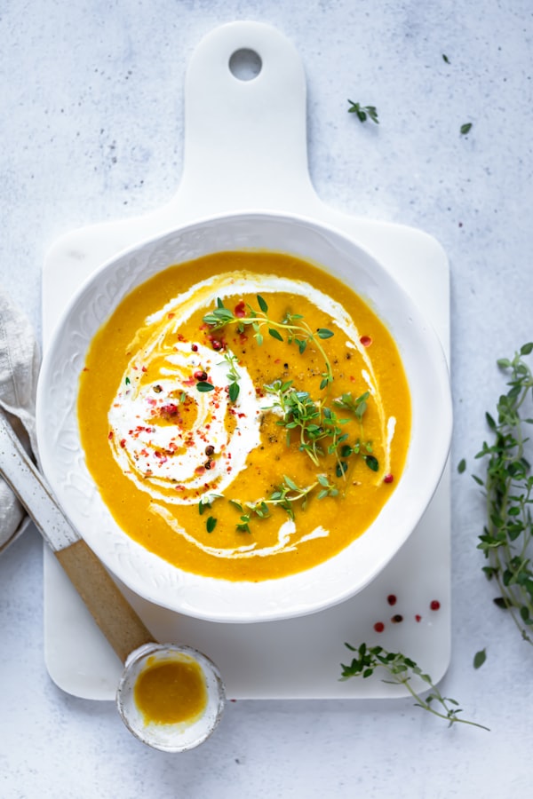 Pumpkin and ginger soup bowl